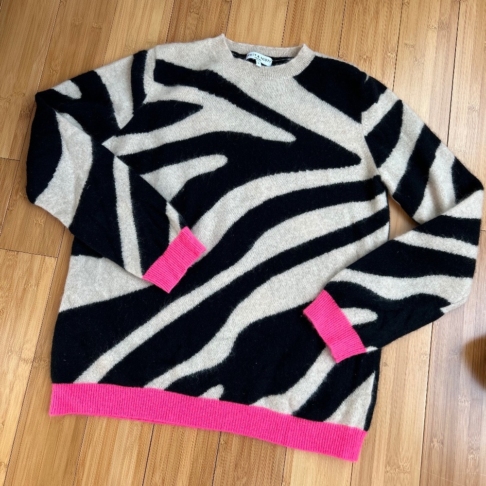 Zebra print 100% cashmere sweater